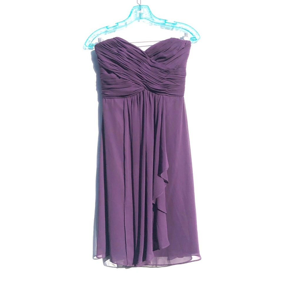 After Six Purple Strapless Bridesmaid Chiffon Empire Waist Prom Cocktail Dress 4
